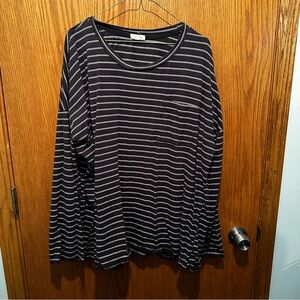 Cotton bleu long sleeve striped tee